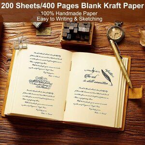 Leather Journal Notebook Vintage Embossed 400 Page Sketchbook Diary Gift